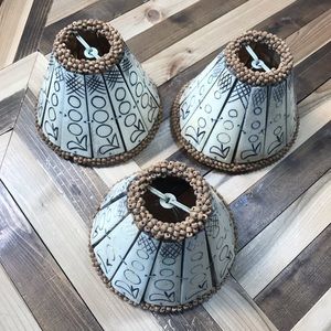 Set of 3 Bone or Whale Tooth Engraved Chandelier Shades 4” tall